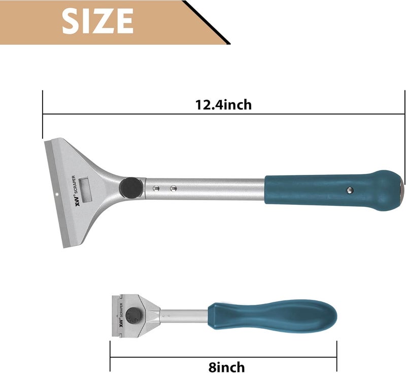 XW Razor Blade Paint Scraper Set, Heavy Duty Putty Knife with Quick Blade Change, Extra 20 PCS Blades Included, 2-Pack - Image 4